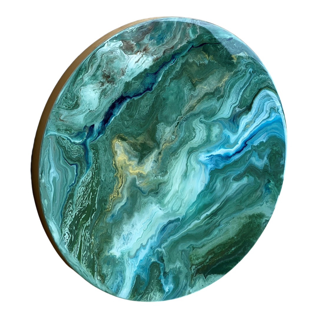 Epoxy schilderij - OLIVE - Ø 40 cm