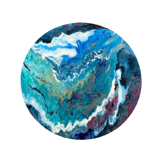 Epoxy schilderij - FLOAT AWAY - Ø100 cm