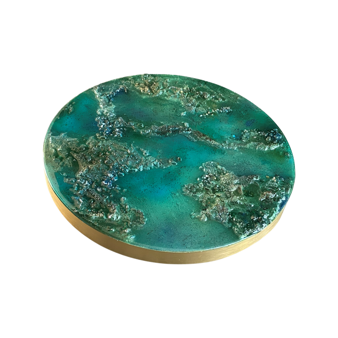 Mixed media epoxy kunstwerk- REEF - Ø30 cm