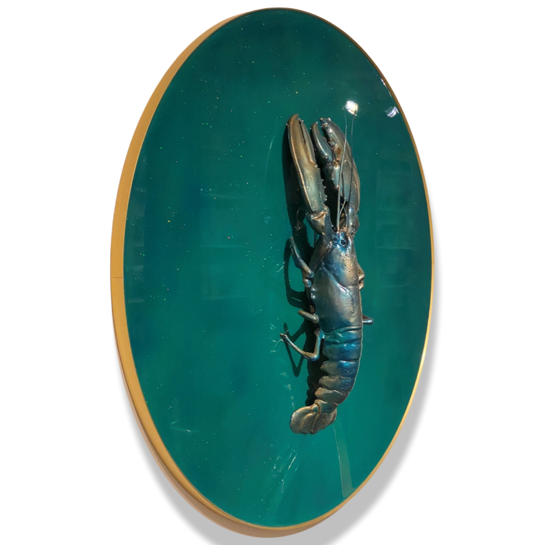 Wanddecoratie kreeft - epoxy schilderij - Ø80 cm
