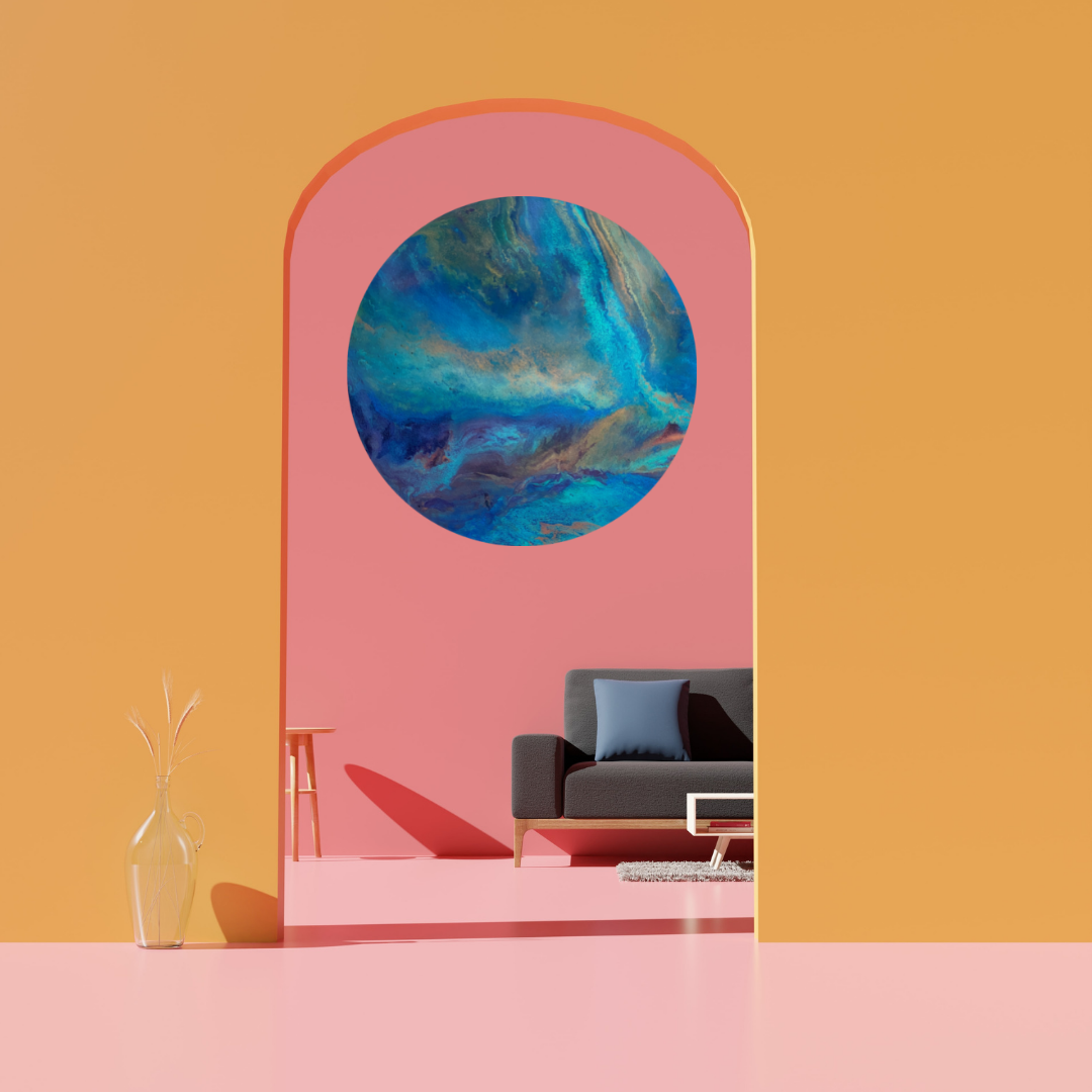 Epoxy schilderij - WATERFALL - Ø60 cm