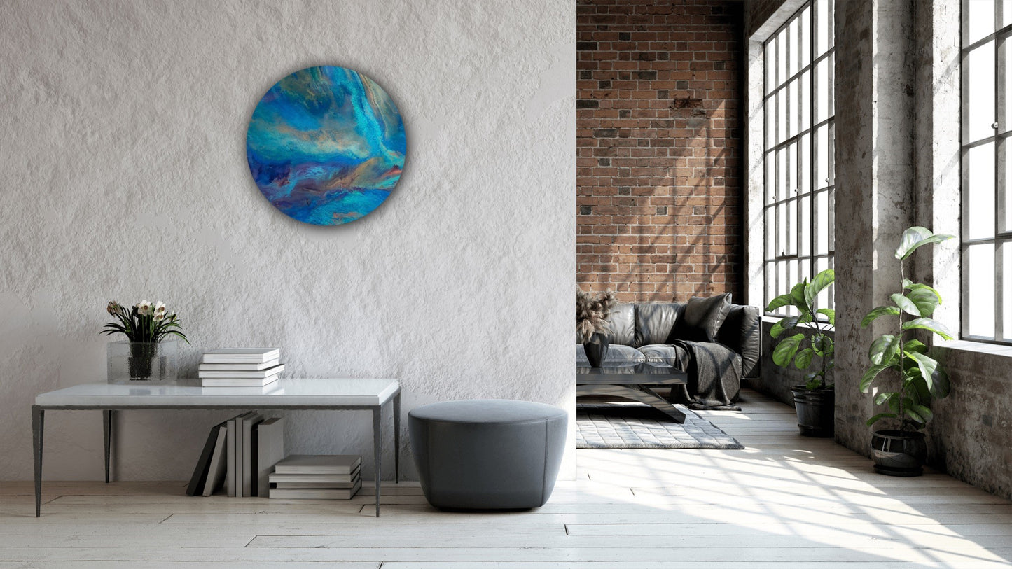 Epoxy schilderij - WATERFALL - Ø60 cm