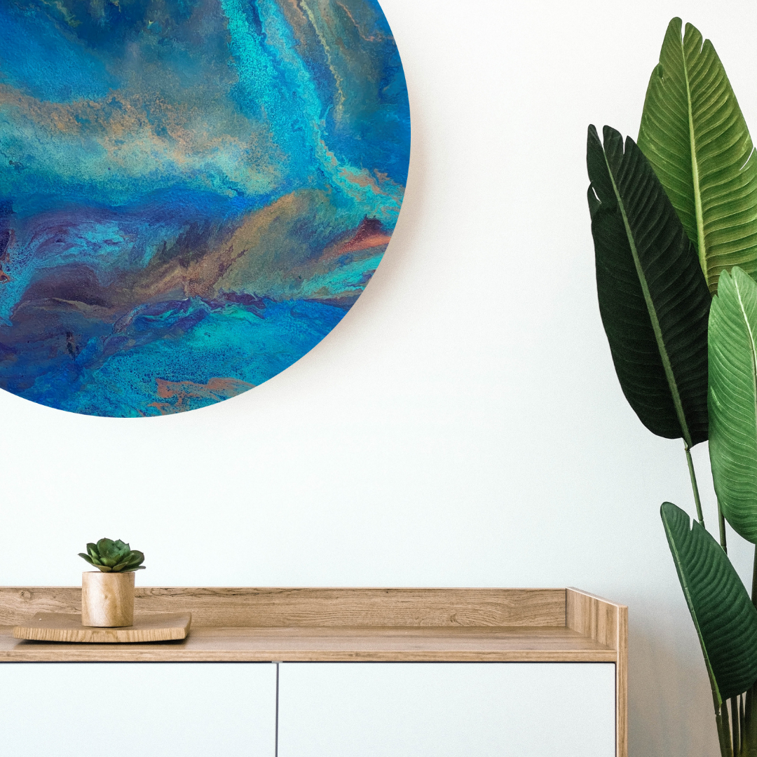 Epoxy schilderij - WATERFALL - Ø60 cm